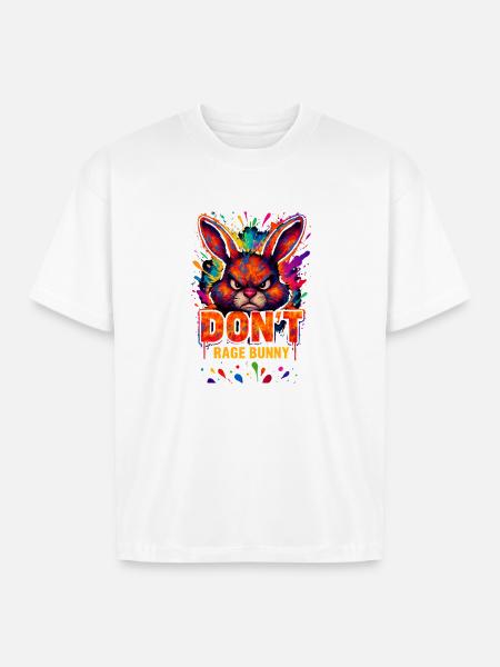 Rage_Bunny - Boxy Fit Unisex T-Shirt - white