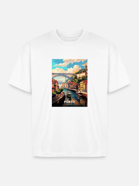 Porto Portugal Travel - Boxy Fit Unisex T-Shirt - white