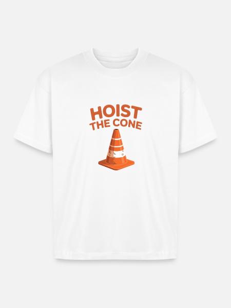 Hoist the Cone Graphic Tee - Boxy Fit Unisex T-Shirt - white