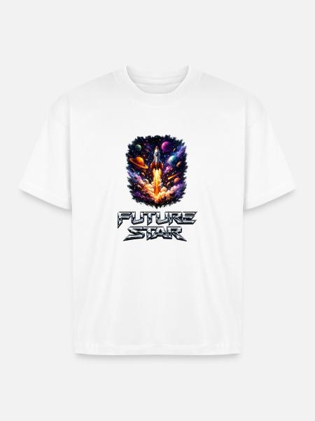 Future Star Rocket Burst - Boxy Fit Unisex T-Shirt - white