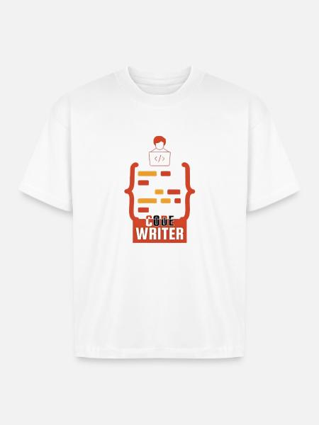 Code Writer Emblem - Boxy Fit Unisex T-Shirt - white
