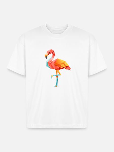 Flamingo Sunset - Boxy Fit Unisex T-Shirt - white