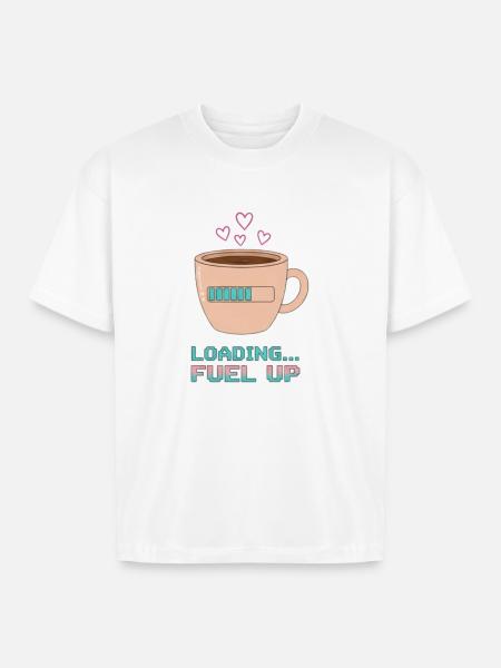 Coffee Loading… - Boxy Fit Unisex T-Shirt - white