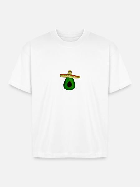 Mexican avocado with sombrero - Boxy Fit Unisex T-Shirt - white