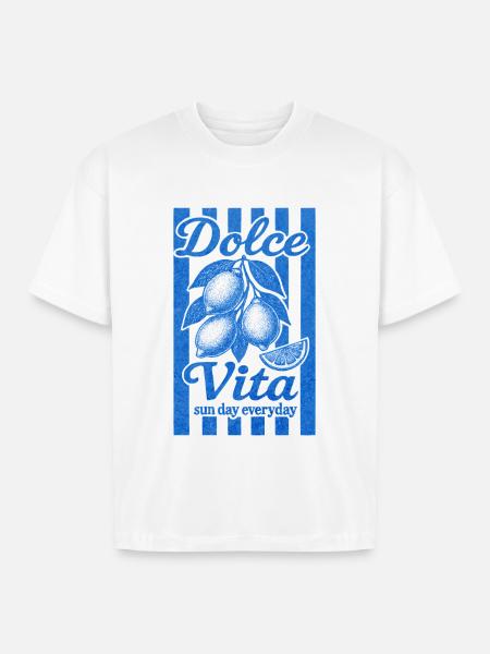 Italian Lemon, Summer Vibes Shirt, Vacation Tee - Boxy Fit Unisex T-Shirt - white