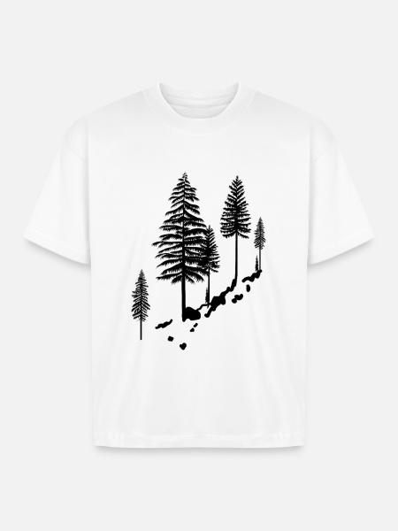 Pine Tree - Boxy Fit Unisex T-Shirt - white