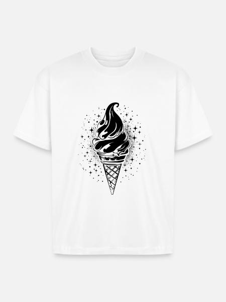 Ice Cream Cone Graphic - Boxy Fit Unisex T-Shirt - white