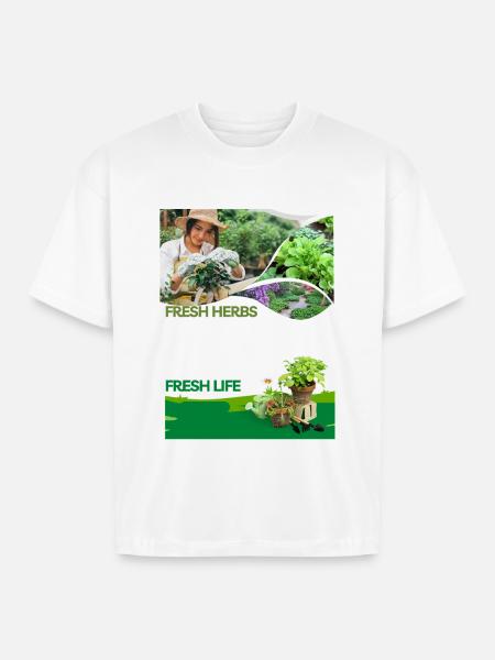 Fresh_Herbs Fresh Life - Boxy Fit Unisex T-Shirt - white