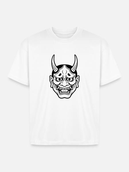 japanese demon mask - Boxy Fit Unisex T-Shirt - white