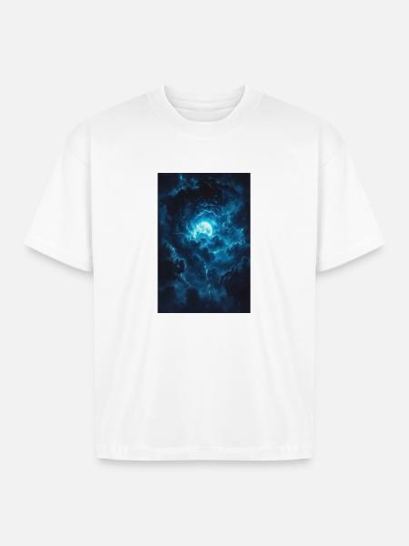 Blue Moonstorm Night Sky - Boxy Fit Unisex T-Shirt - white