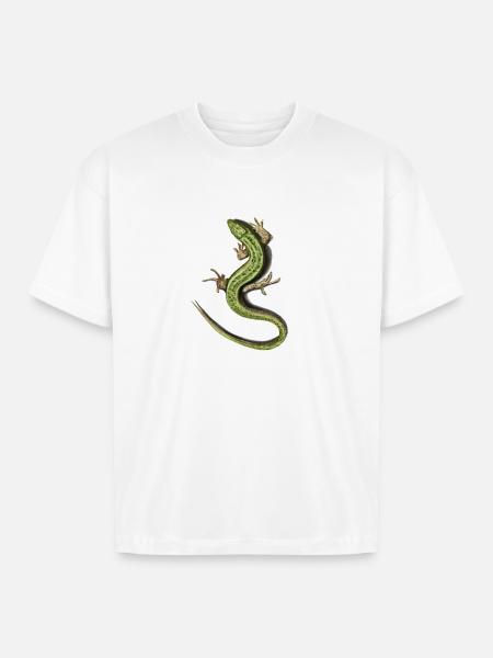 Verdant Salamander Swirl - Boxy Fit Unisex T-Shirt - white