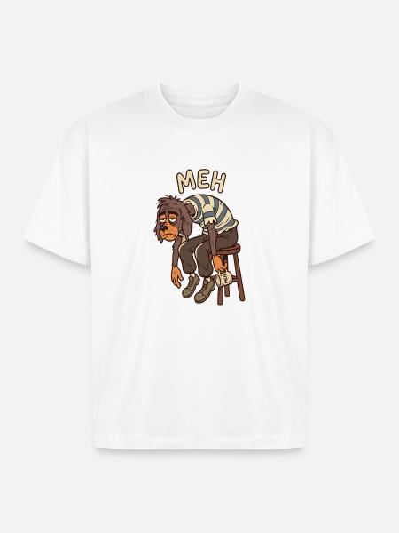 Meh Dog Striped Sweater - Boxy Fit Unisex T-Shirt - white