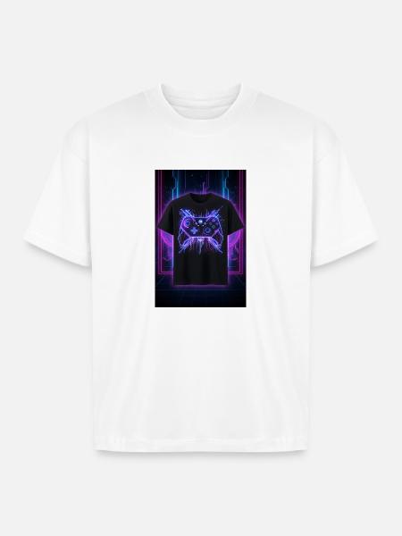 Neon Circuit Controller Glow - Boxy Fit Unisex T-Shirt - white