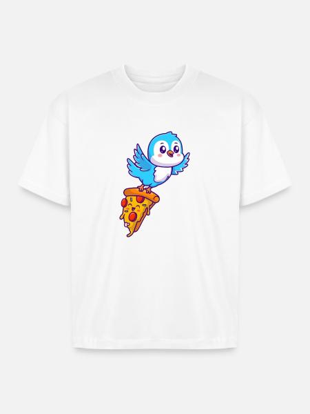 Pizza Pal Penguin on Slice - Boxy Fit Unisex T-Shirt - white