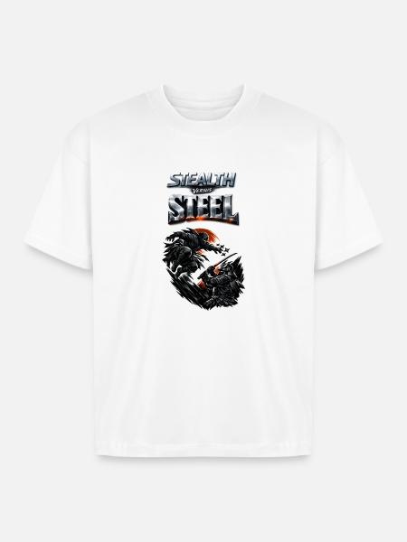 Stealth vs Steel Clash - Boxy Fit Unisex T-Shirt - white