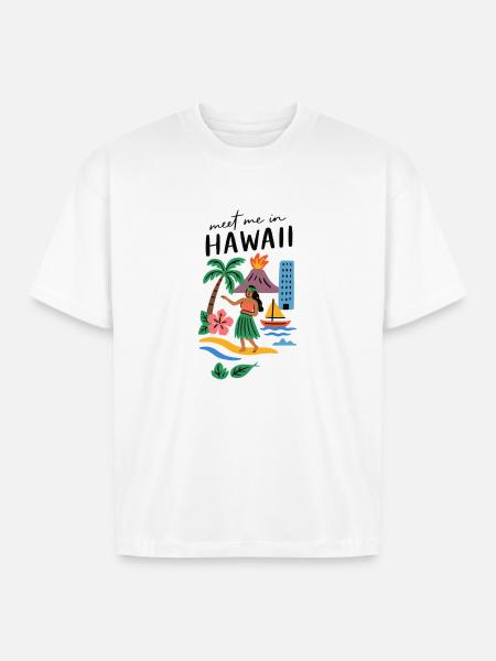 Hawaii Adventure Summer Tee - Boxy Fit Unisex T-Shirt - white