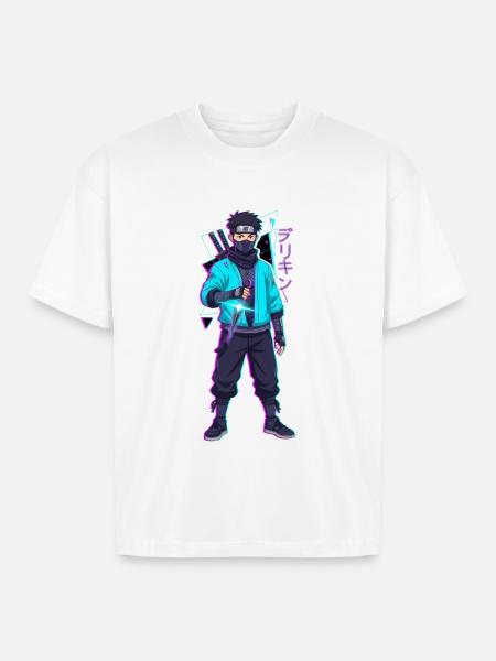 Neon Shinobi Cyan - Boxy Fit Unisex T-Shirt - white