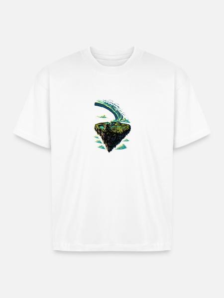 Floating Island Wave Arc - Boxy Fit Unisex T-Shirt - white