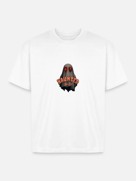 Haunted by 6/7 Ghost - Boxy Fit Unisex T-Shirt - white