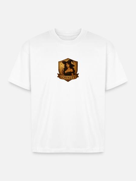 Witch Loyalty Shield Emblem - Boxy Fit Unisex T-Shirt - white