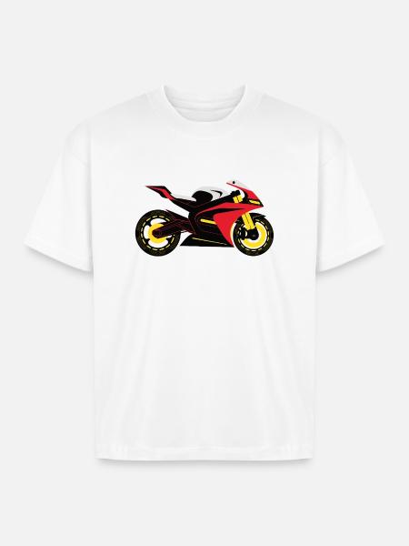 Crimson Vortex Streetbike - Boxy Fit Unisex T-Shirt - white