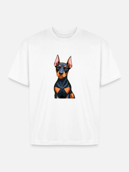 Dobermann dog puppy - Boxy Fit Unisex T-Shirt - white