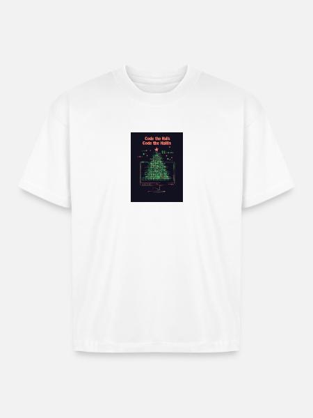 Code the Halls Pixel Christmas - Boxy Fit Unisex T-Shirt - white