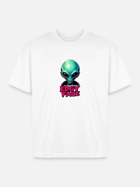 Edgy Face Martian - Boxy Fit Unisex T-Shirt - white