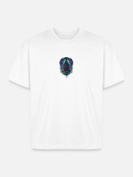 Moonlit Castle of Bats - Boxy Fit Unisex T-Shirt - white