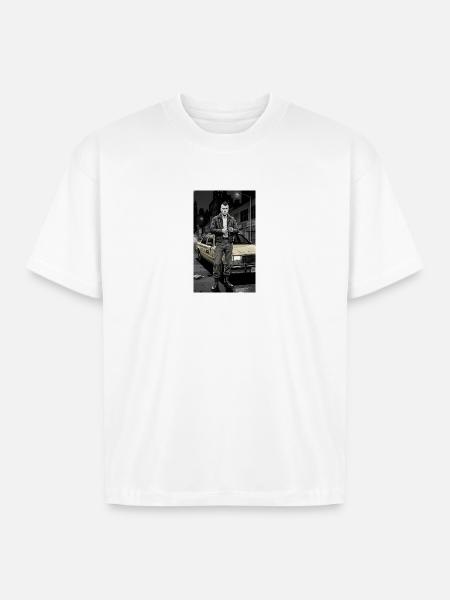 Noir Punk Taxi Driver - Boxy Fit Unisex T-Shirt - white