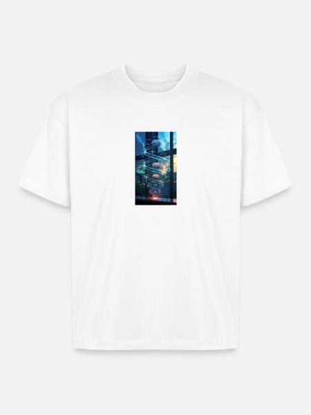 Neon Brain Spiral Science - Boxy Fit Unisex T-Shirt - white