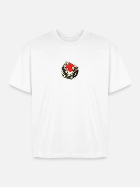 Koi Swirl Red Sun Wave - Boxy Fit Unisex T-Shirt - white
