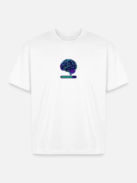 Neon Brain Progress Bar - Boxy Fit Unisex T-Shirt - white