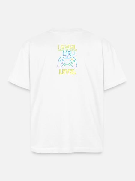 Neon Level Up Controller - Boxy Fit Unisex T-Shirt - white
