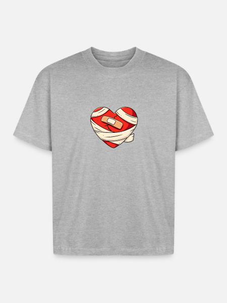 Healing Heart - Boxy Fit Unisex T-Shirt - heather gray