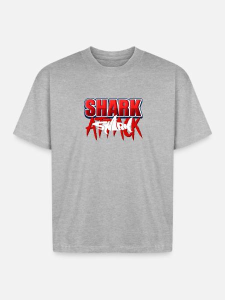 Shark Attack Bold Graphic - Boxy Fit Unisex T-Shirt - heather gray