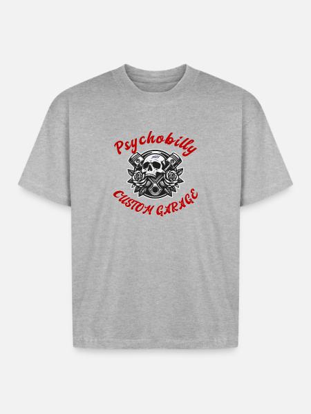 PsychoBilly Custom Garage - Boxy Fit Unisex T-Shirt - heather gray