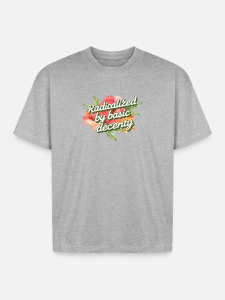 Radicalized by Basic Decency - Boxy Fit Unisex T-Shirt - heather gray