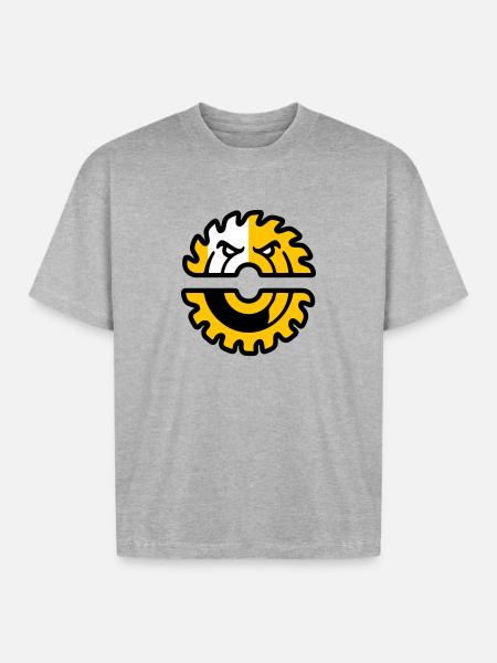 Circular Saw Mascot Logo - Boxy Fit Unisex T-Shirt - heather gray