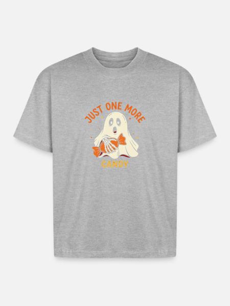 Just One More Candy Ghost - Boxy Fit Unisex T-Shirt - heather gray