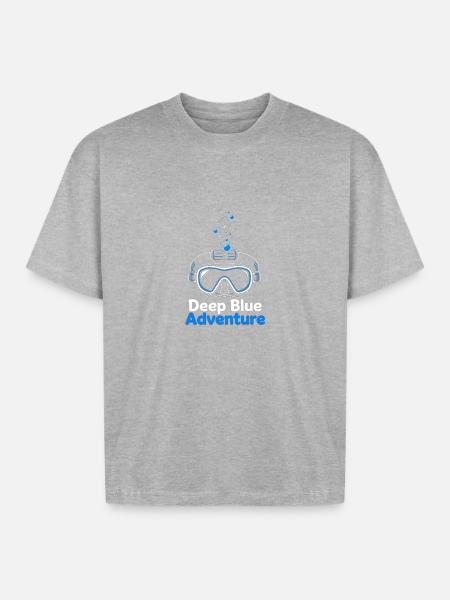 Deep Blue Adventure Dive Mask - Boxy Fit Unisex T-Shirt - heather gray