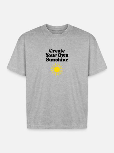 Vivid Sunburst Emblem Design - Boxy Fit Unisex T-Shirt - heather gray