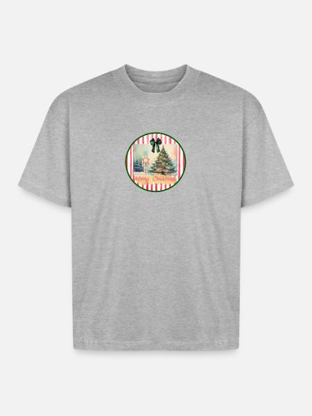 Nutcracker and Christmas Tree - Boxy Fit Unisex T-Shirt - heather gray
