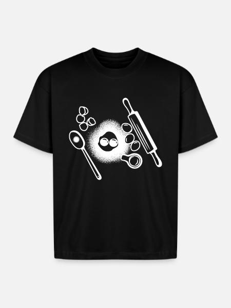 Baking Ingredients Drawing - Boxy Fit Unisex T-Shirt - black