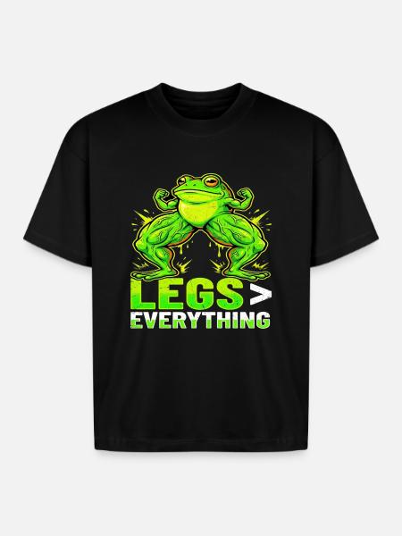 Legs Over Everything Frog - Boxy Fit Unisex T-Shirt - black