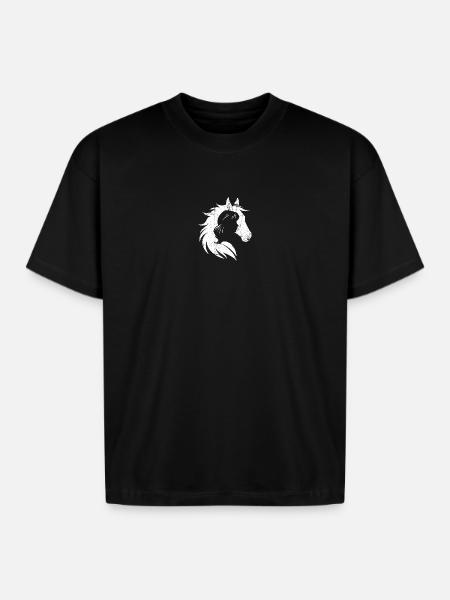 Silhouette Stallion Portrait - Boxy Fit Unisex T-Shirt - black