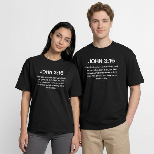John 3:16 Christian Apparel – White - Boxy Fit Unisex T-Shirt