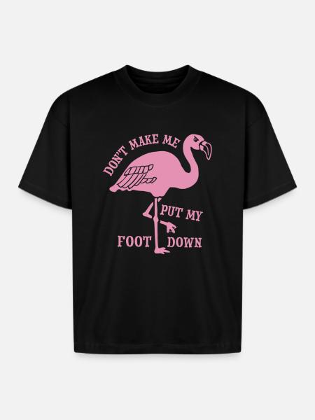 Flamingo Foot Down - Boxy Fit Unisex T-Shirt - black
