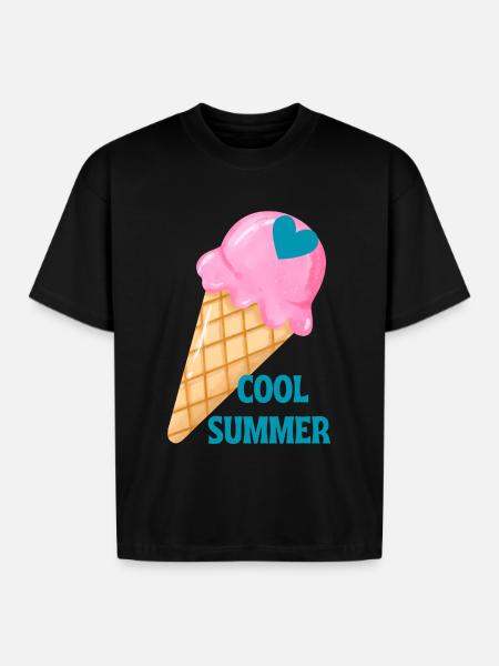 Ice Cream Heart Summer Vibe - Boxy Fit Unisex T-Shirt - black