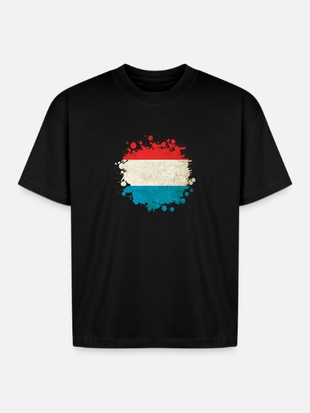 Luxembourg flags blob - Boxy Fit Unisex T-Shirt - black